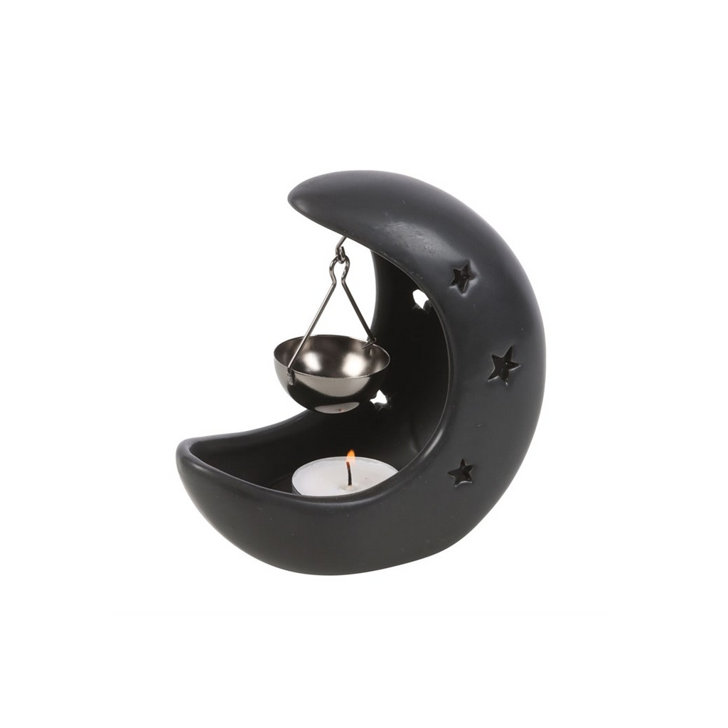 Black Crescent Moon Hanging Oil Burner