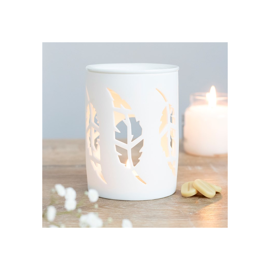 White Feather Cut Out Oil Burner