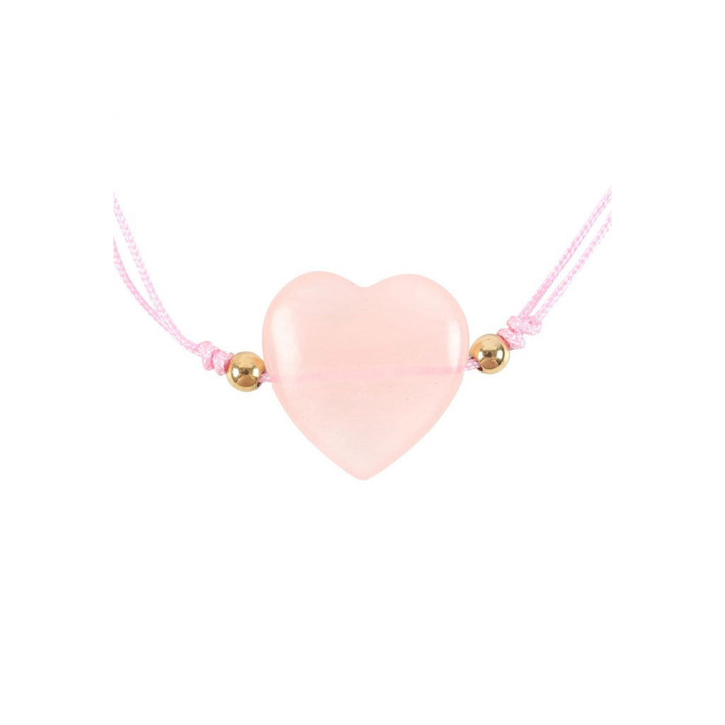 You Are Loved Rose Quartz Crystal Heart Bracelet