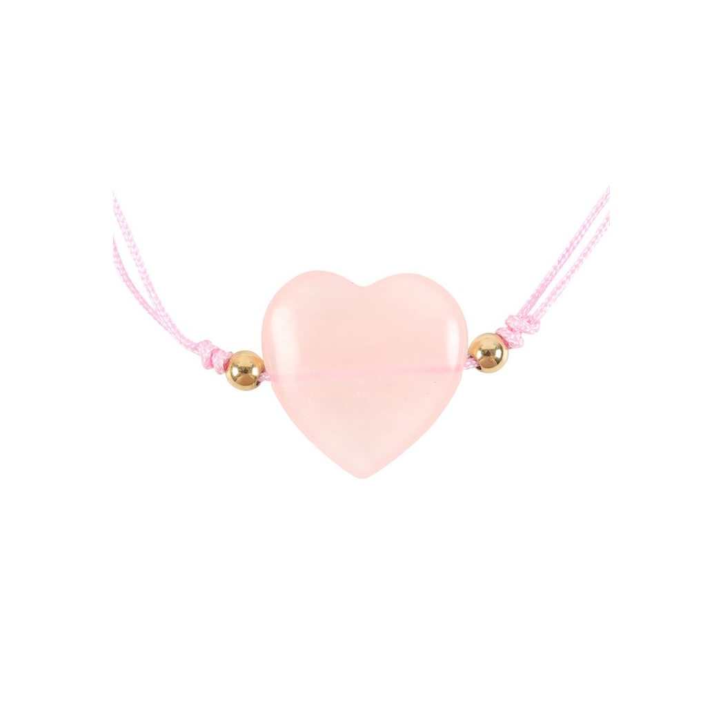 You Are Loved Rose Quartz Crystal Heart Bracelet
