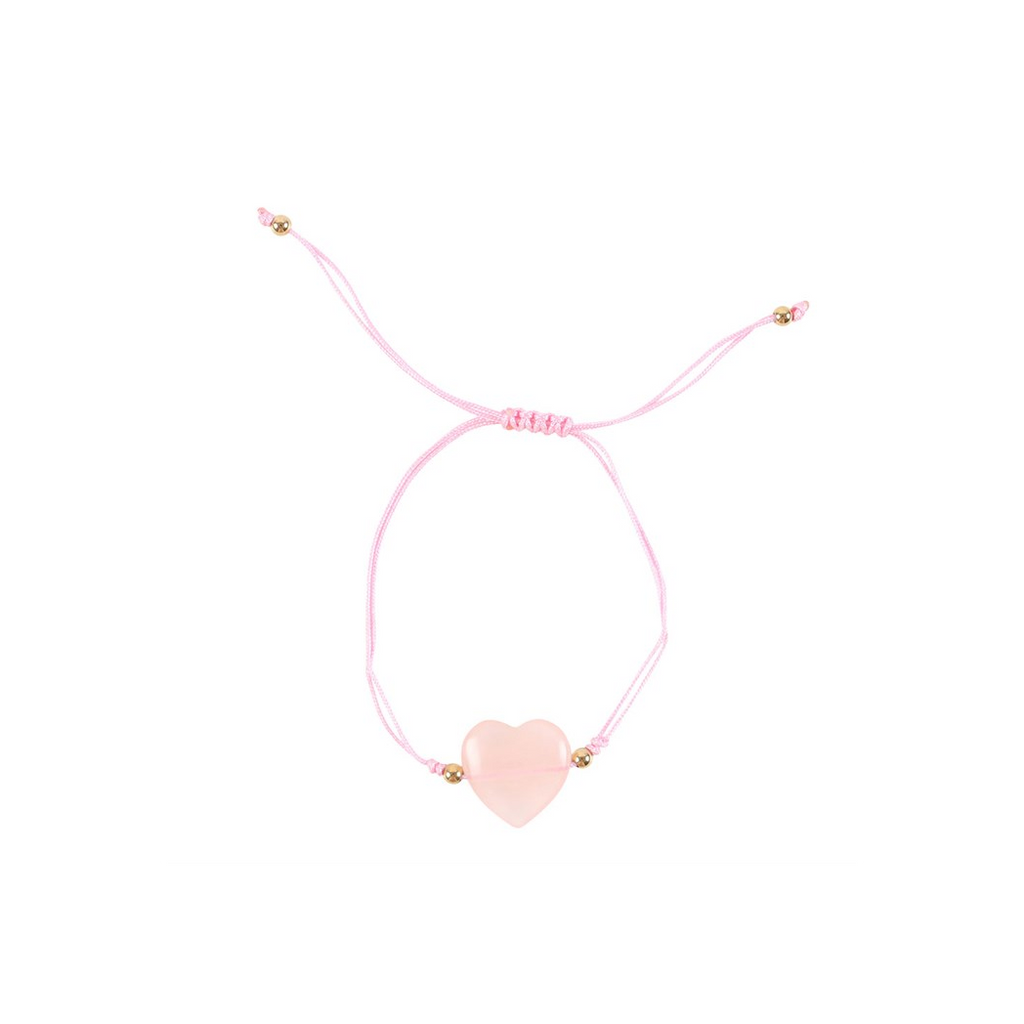 You Are Loved Rose Quartz Crystal Heart Bracelet