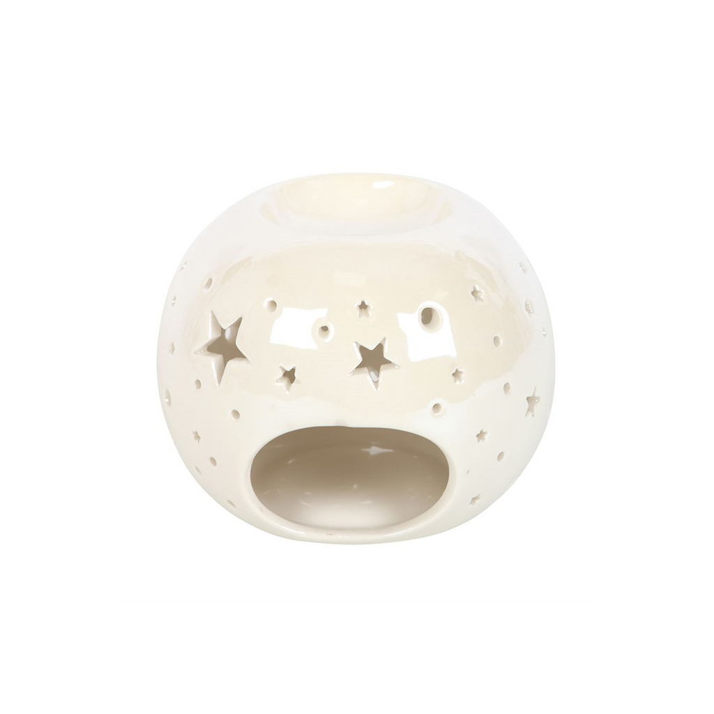 White Iridescent Star Oil Burner and Wax Warmer