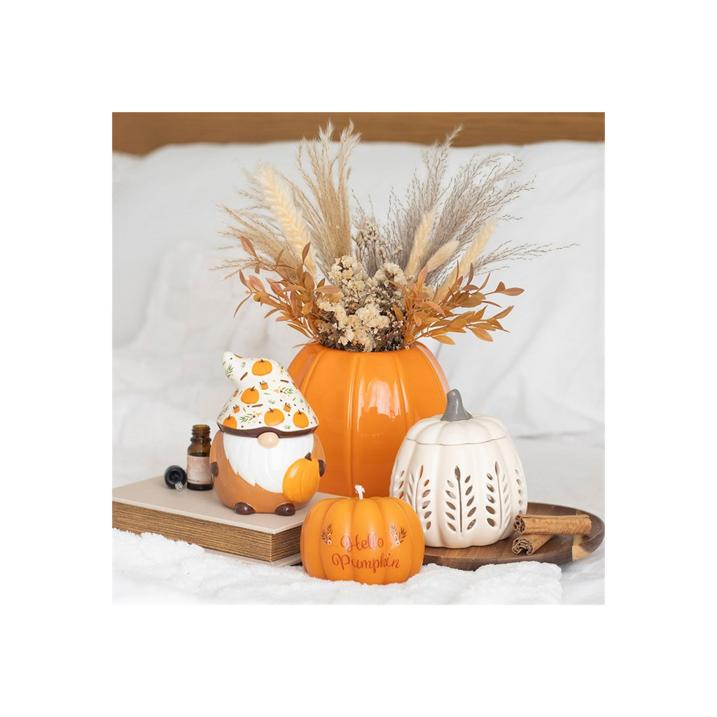 Cream Leaf Cut Out Pumpkin Oil Burner and Wax Warmer