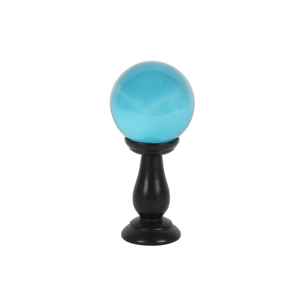 Small Teal Crystal Ball on Stand