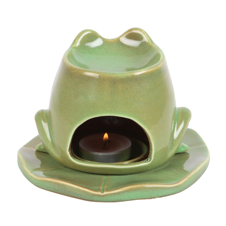 Frog Shaped Oil Burner and Lily Pad Plate