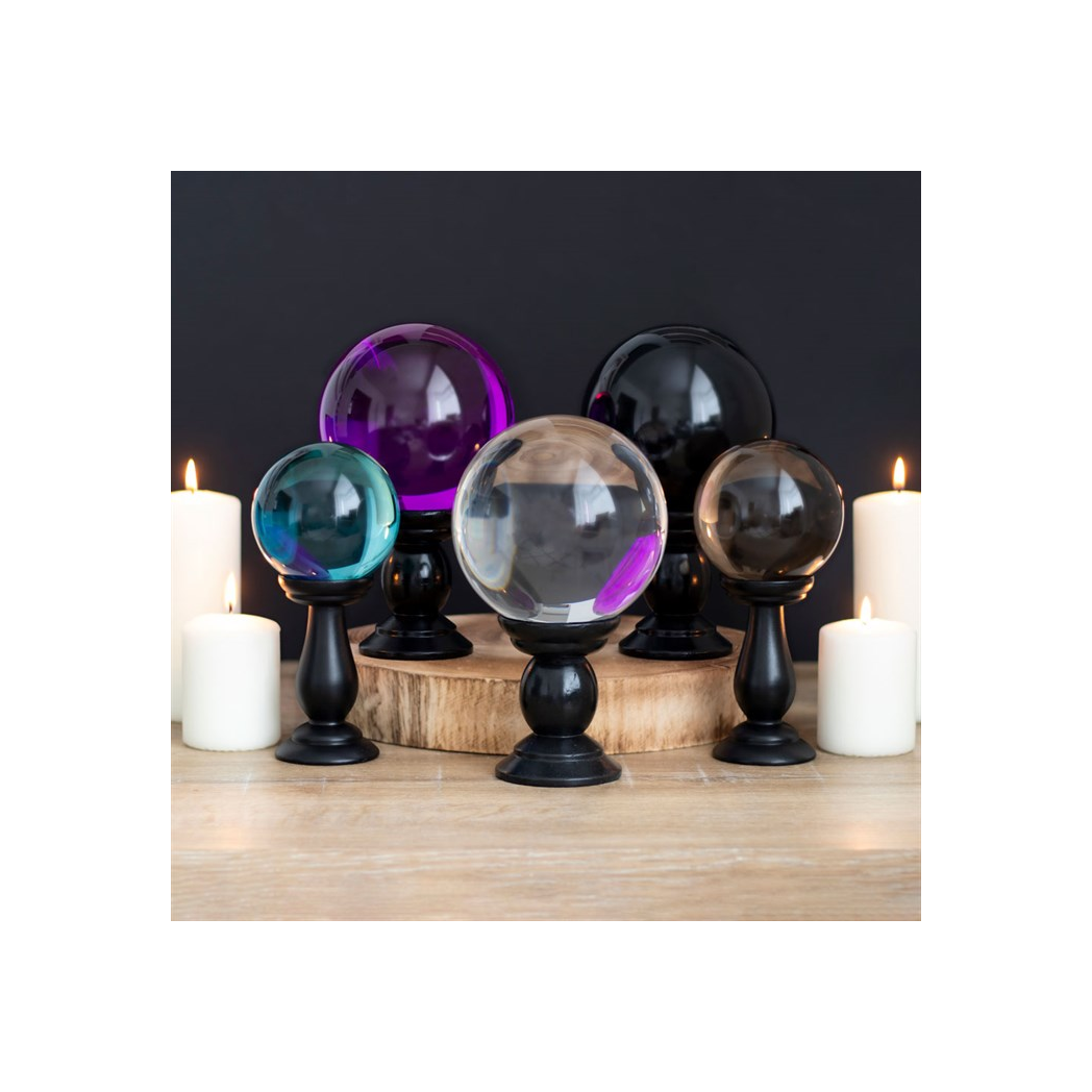 Small Teal Crystal Ball on Stand