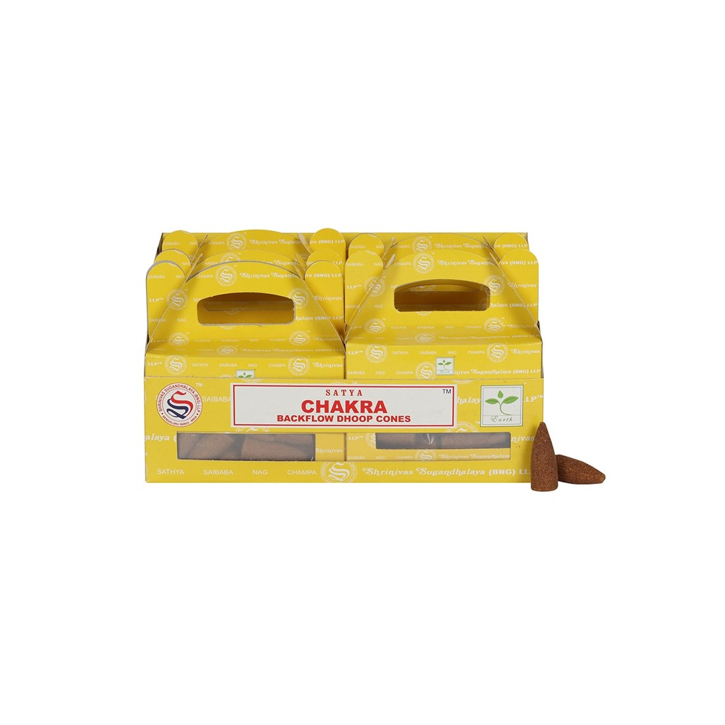 Set of 6 Packets of Chakra Backflow Dhoop Cones by Satya