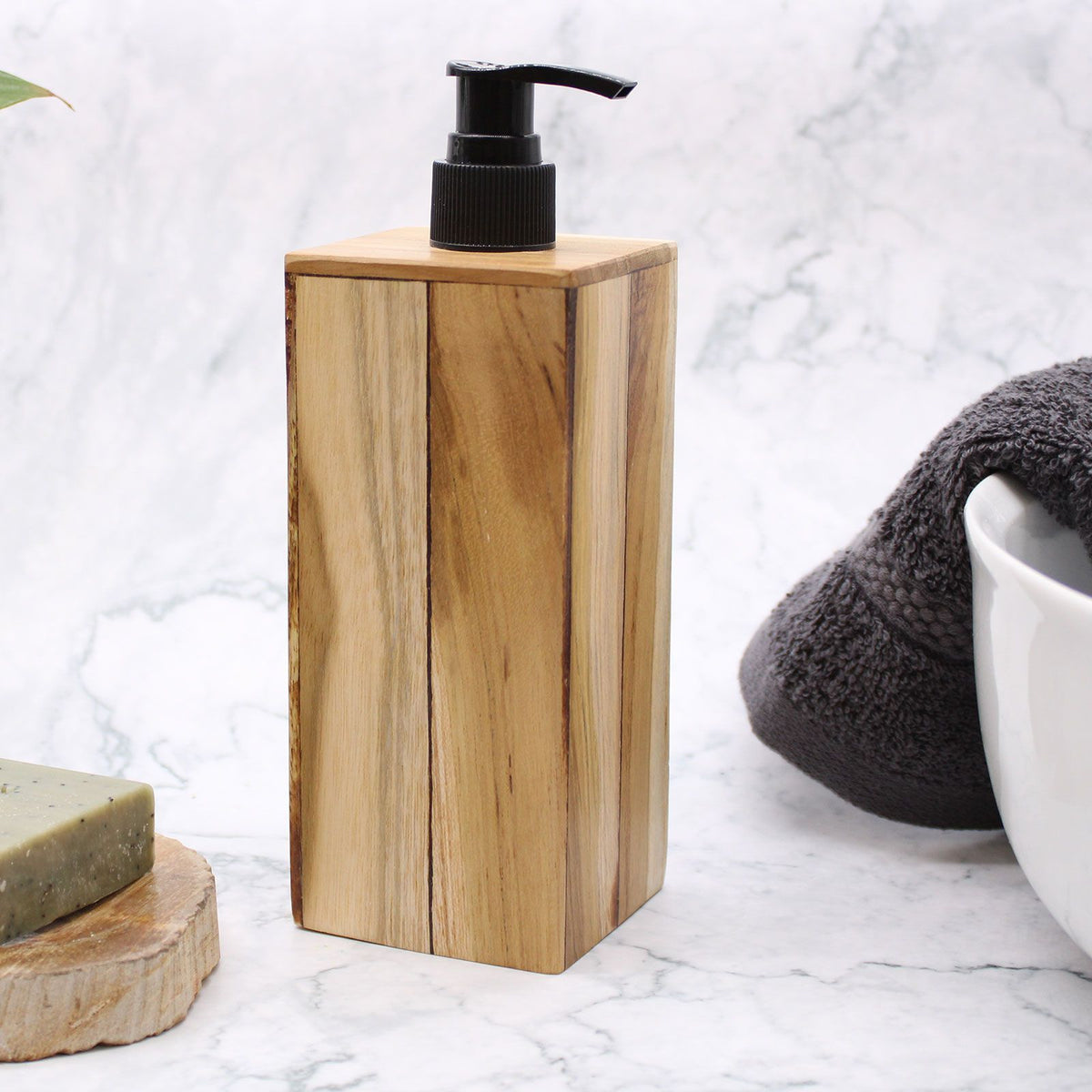 Natural Teakwood Soap Dispencer - Square
