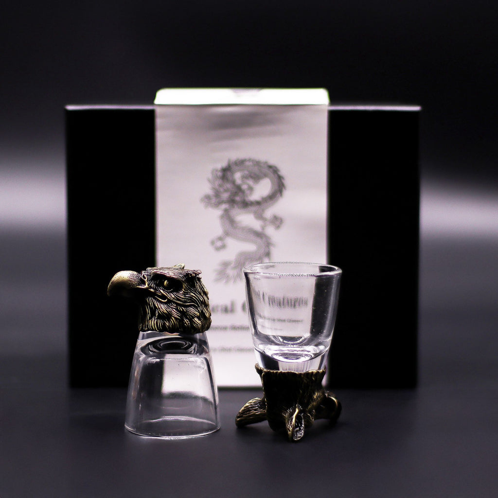 Gift Set of 6 Shot Glasses (50ml) - Wild Forest Creatures - Antique Bronze