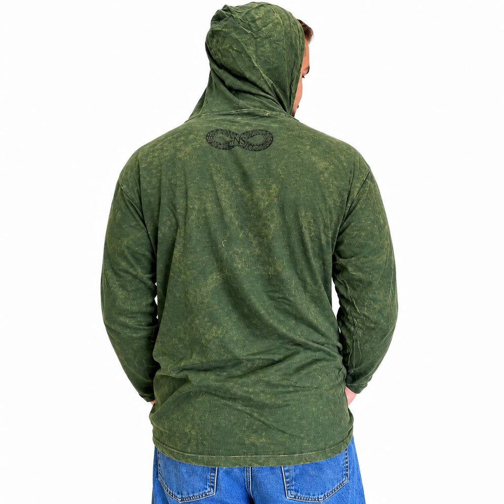 XLarge Stone Washed Hoody Shirt Kangaroo Pocket - Vintage Teal