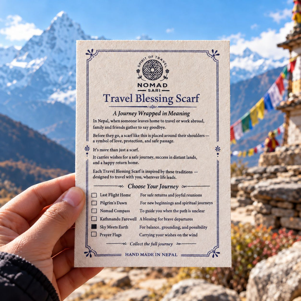 Nomad Sari - Travel Blessing Scarf - 170x50cm - Sky Meets Earth