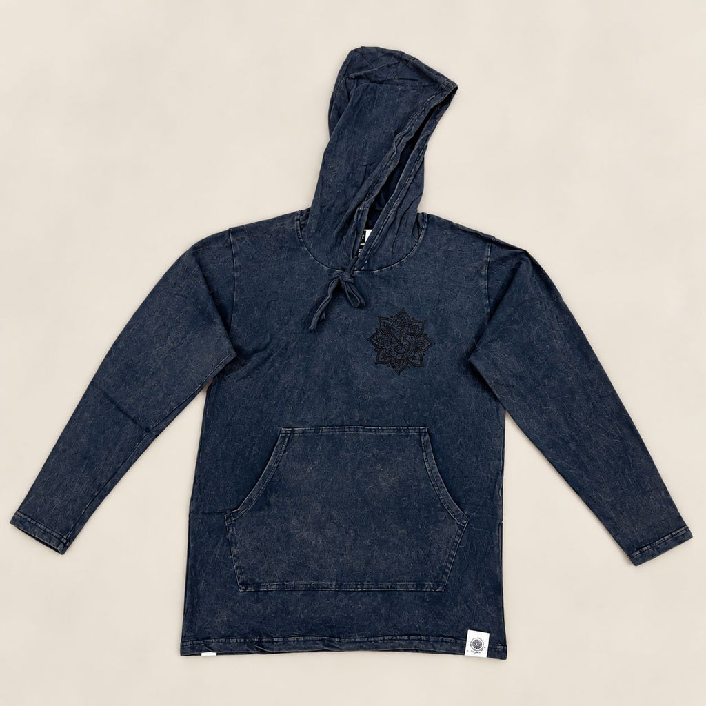 Small Stone Washed Hoody Shirt Kangaroo Pocket - Dusty Lavender
