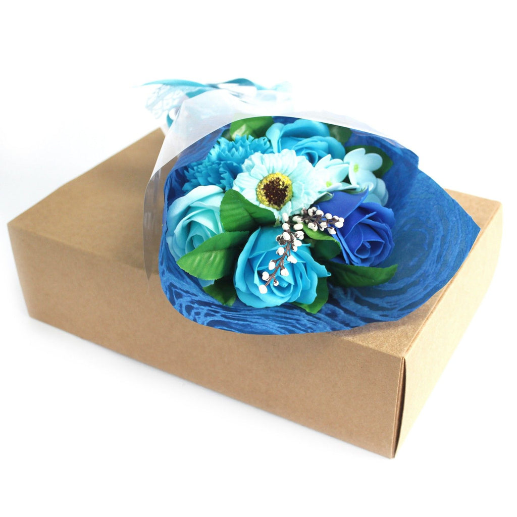 Boxed Hand Soap Flower Bouquet - Blue - Special