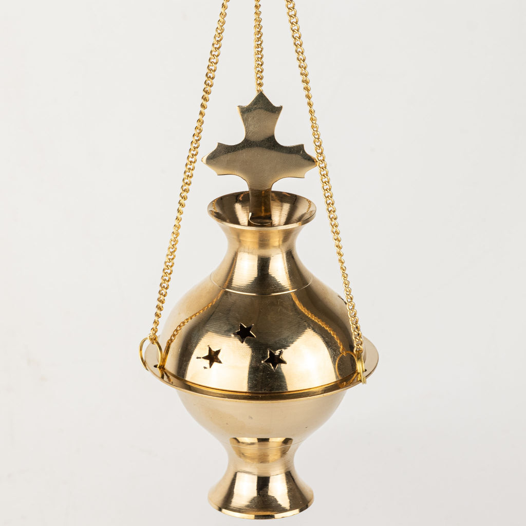 Hanging Brass Incense Burner - Cross