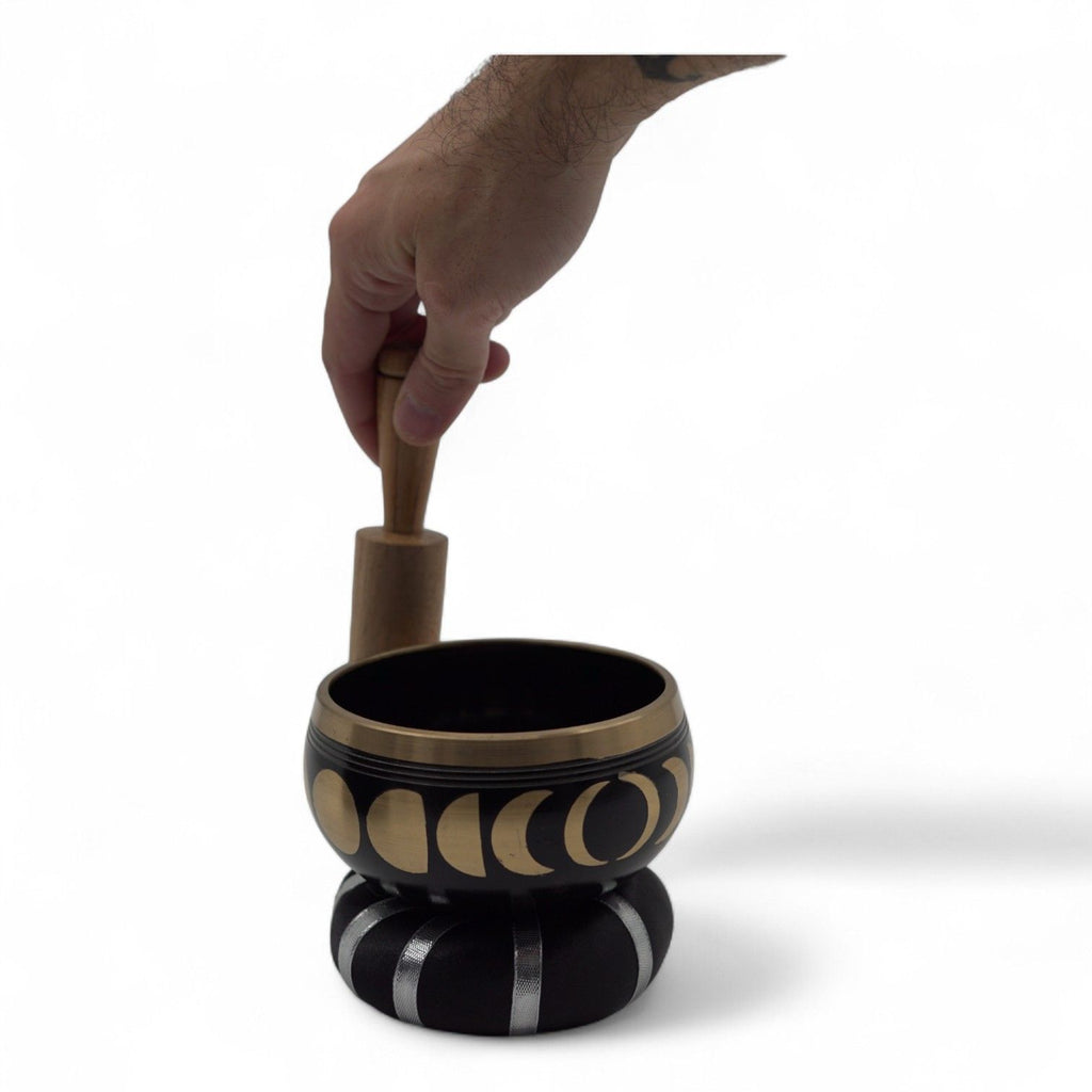 Moon Phase Singing Bowl Set- Black 10.7cm