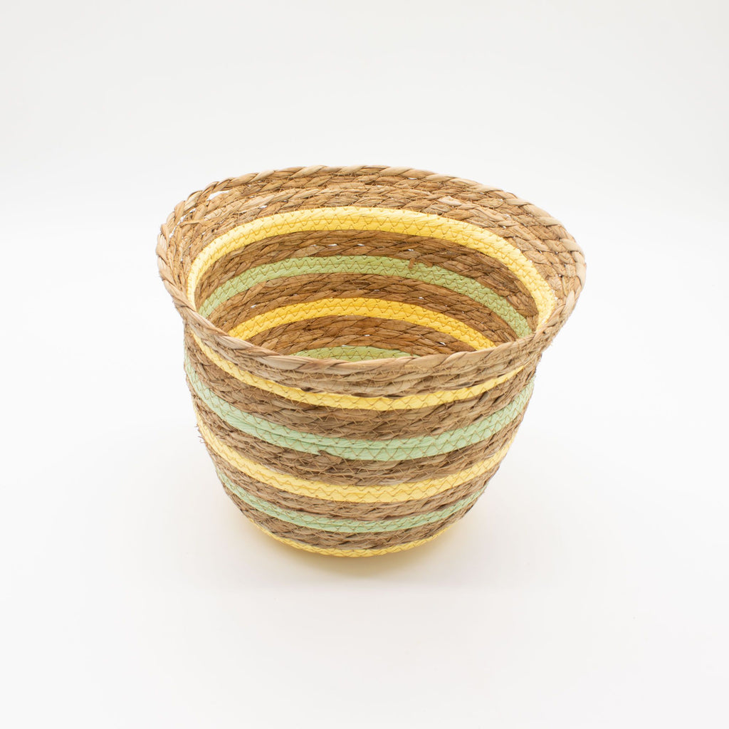 Seagrass & Straw Vase Shaped Baskets  - Natural Yellow & Green - Set of 3
