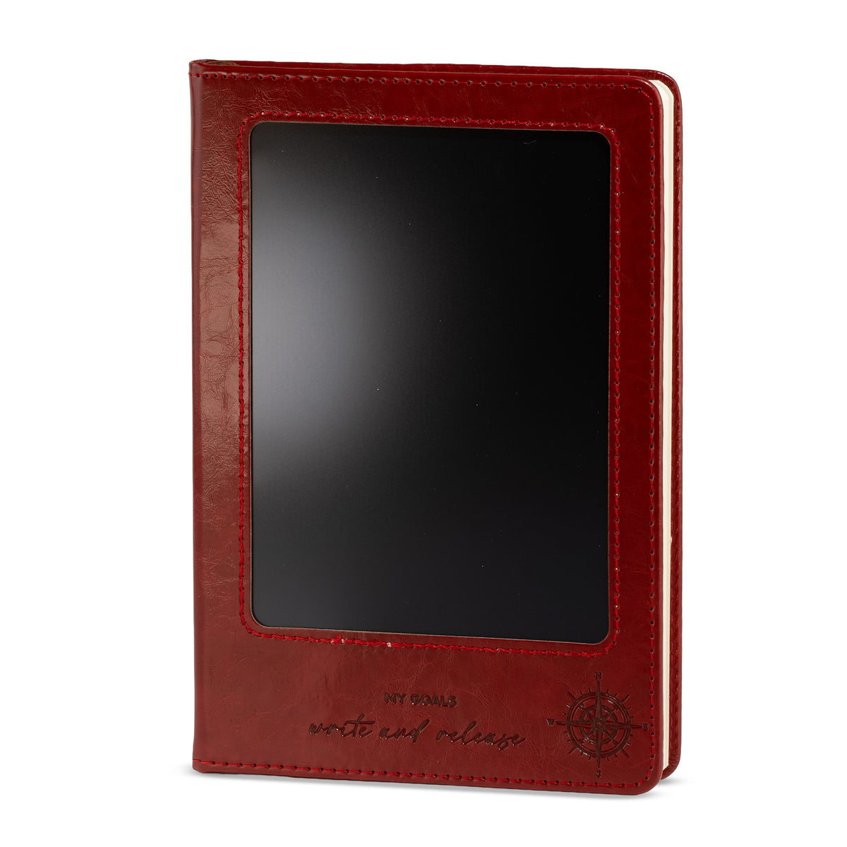 A5 Intention Note Book - LCD Wipe Screen - Red Leather Effect - 160 Pages