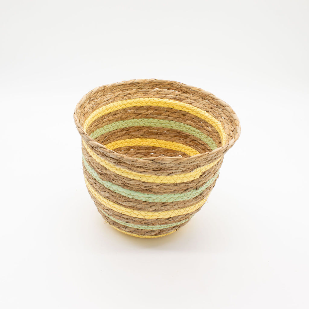 Seagrass & Straw Vase Shaped Baskets  - Natural Yellow & Green - Set of 3