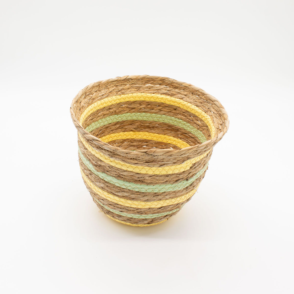 Seagrass & Straw Vase Shaped Baskets  - Natural Yellow & Green - Set of 3