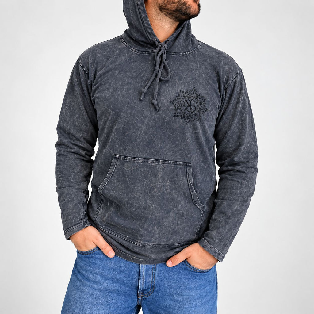 XLarge Stone Washed Hoody Shirt Kangaroo Pocket - Dusty Lavender