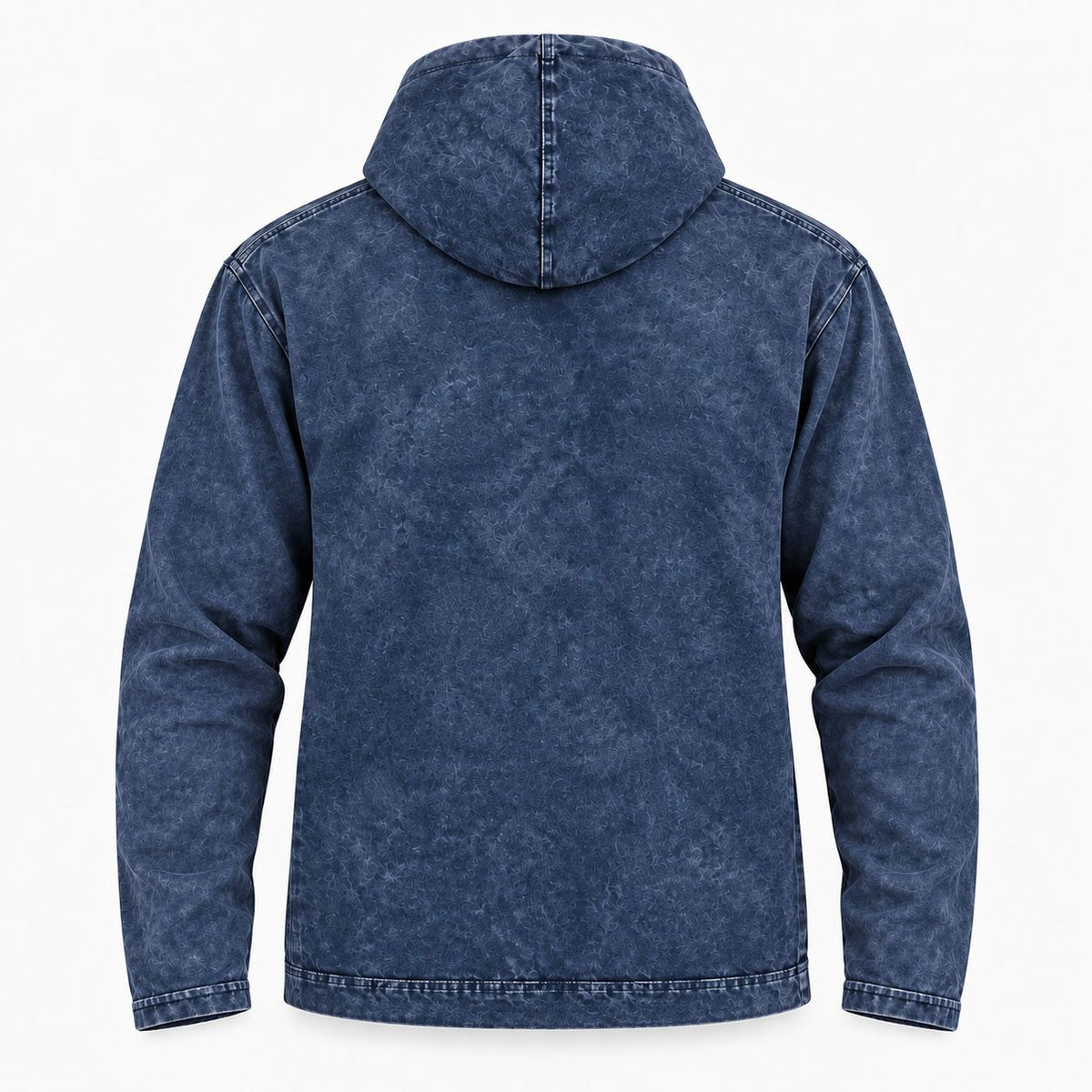 Large Stone Washed Hoody Shirt Kangaroo Pocket - Blue Compass of Life