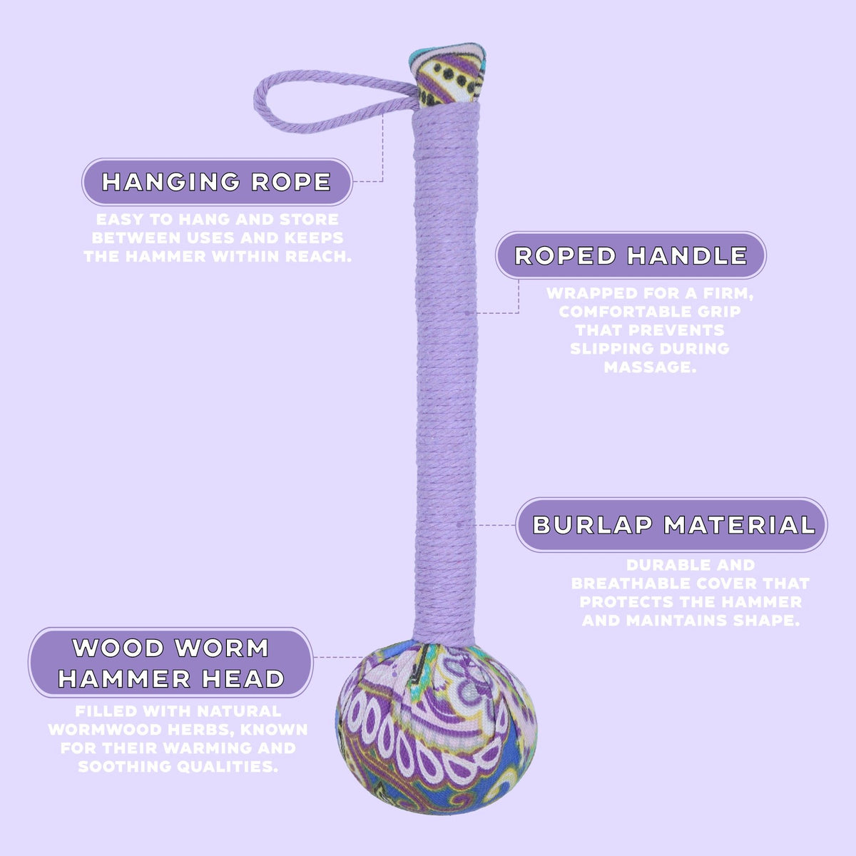 Wormwood Massage Hammer - Lavender