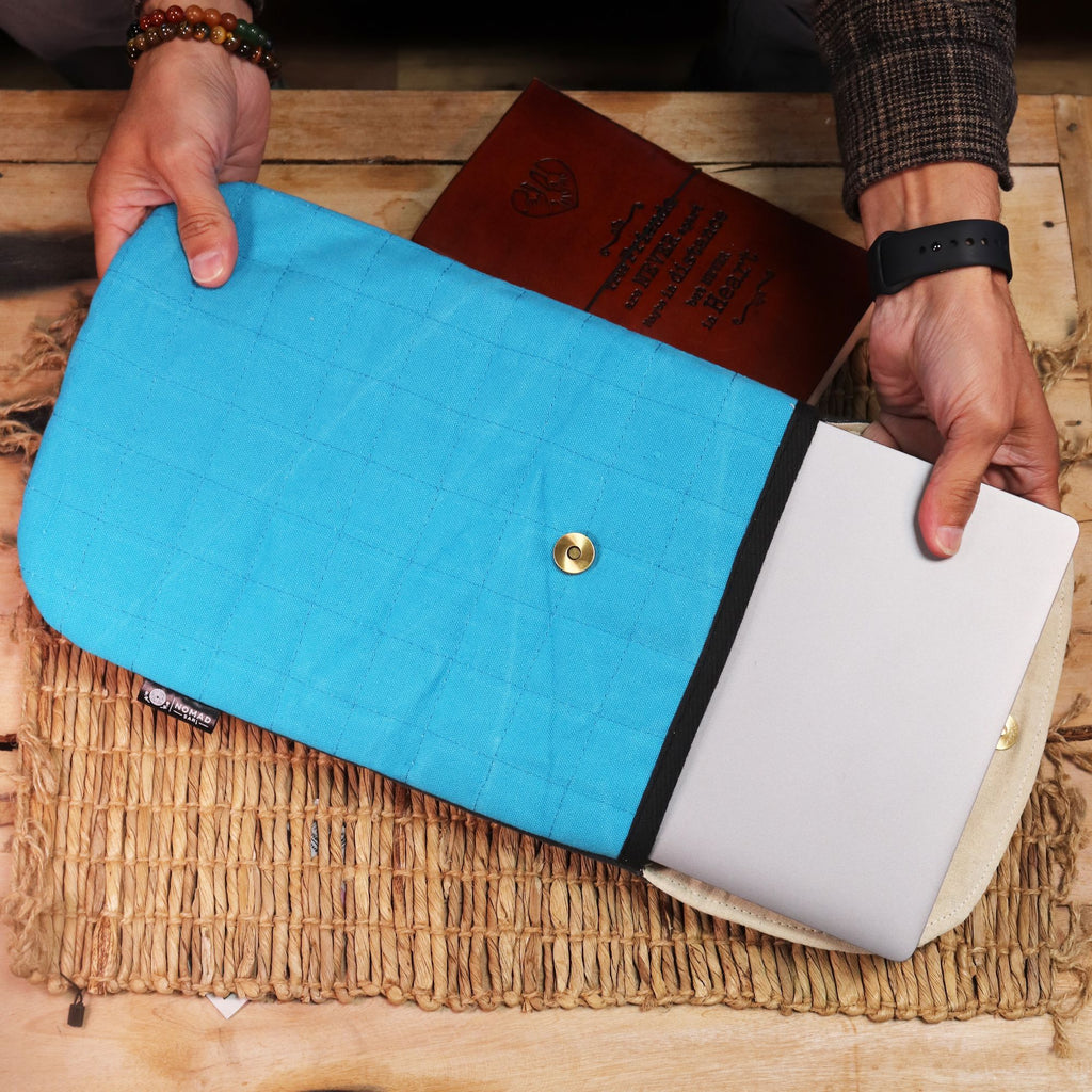 13 inch Laptop Padded Pouch - Crazy Yellow - 14oz Stonewash