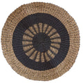 Round Seagrass Rug, Black & Tan, Inner Sun, 1m