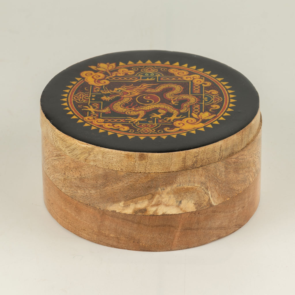 Round Enamelled Box - Dragon Yin Yang