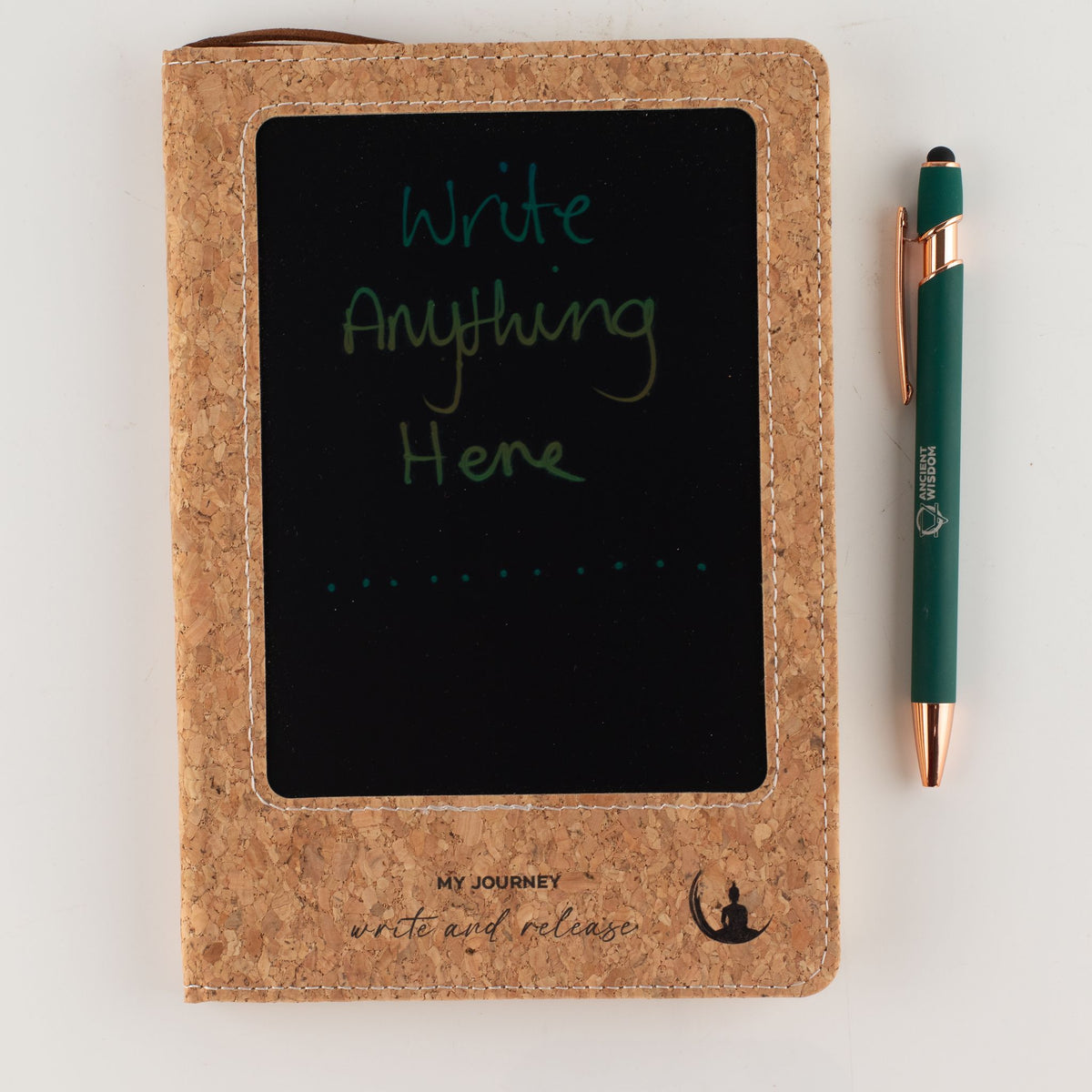 A5 Intention Note Book - LCD Wipe Screen - Cork Leather Effect - 160 Pages