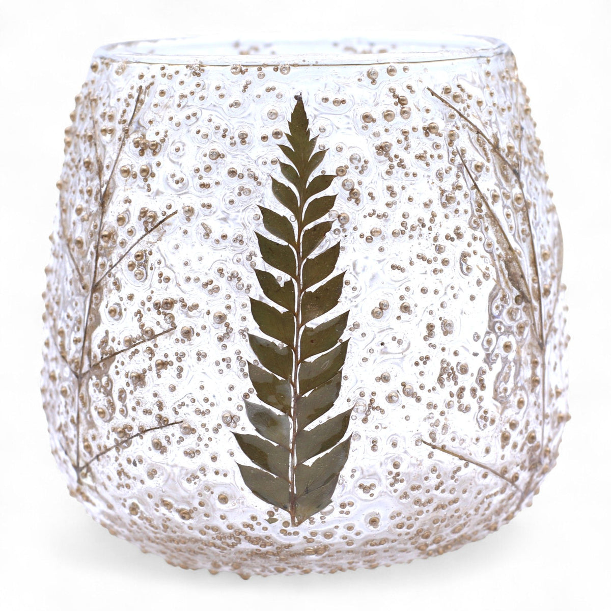 Natural Floral Glass - Straight Candle Holder -  Pino - (10x9cm)