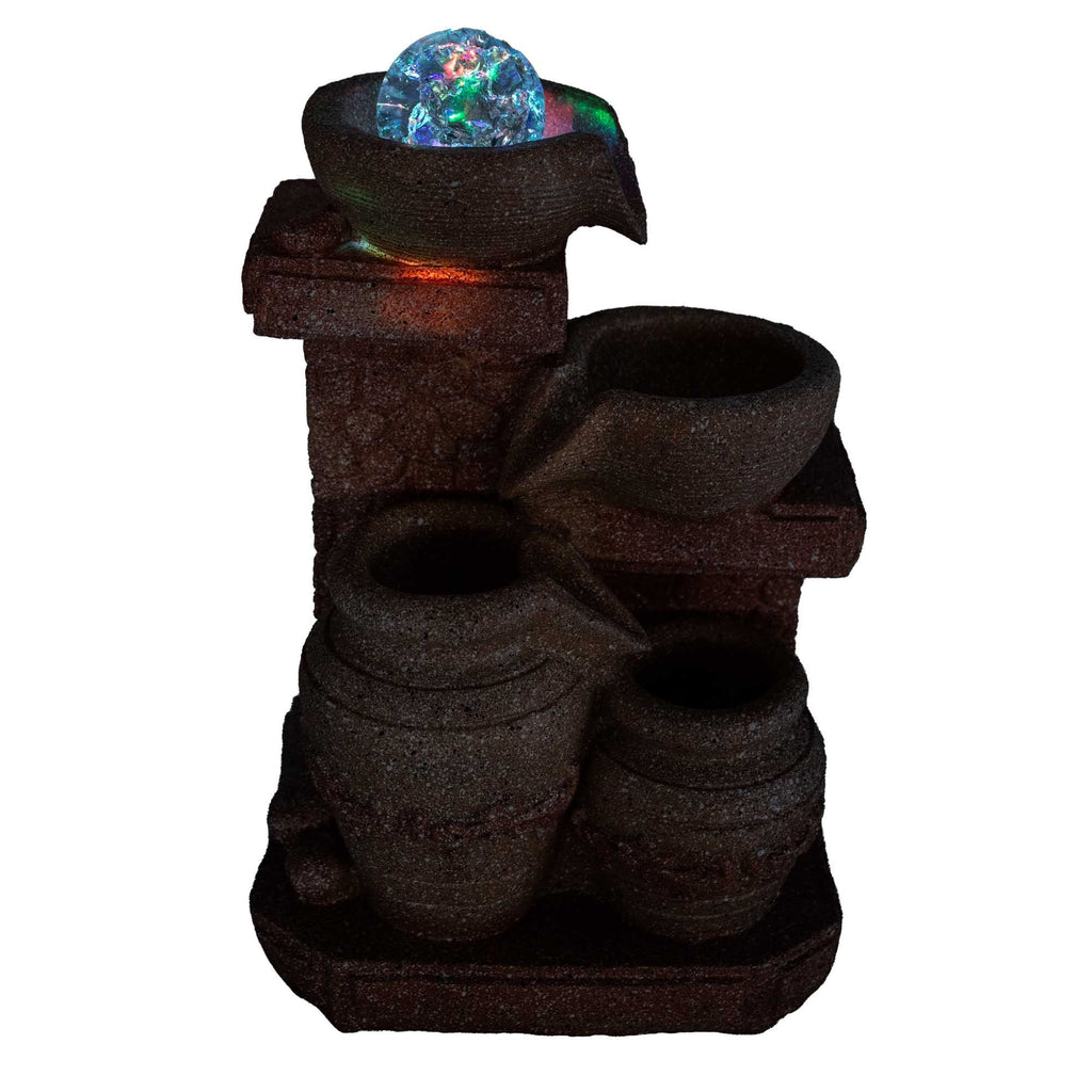 Mediterranean Cascading Pots Tabletop Water Feature (19x14x27cm)