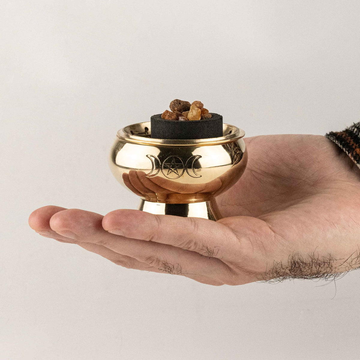 Charcoal Incense Jar - Triple Moon Pentagram