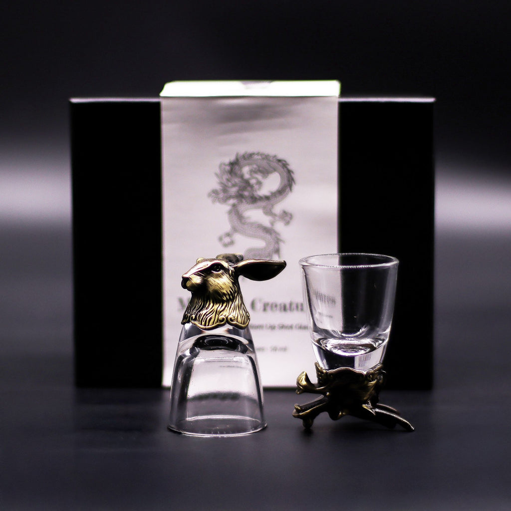 Gift Set of 6 Shot Glasses (50ml) - Wild Forest Creatures - Antique Bronze
