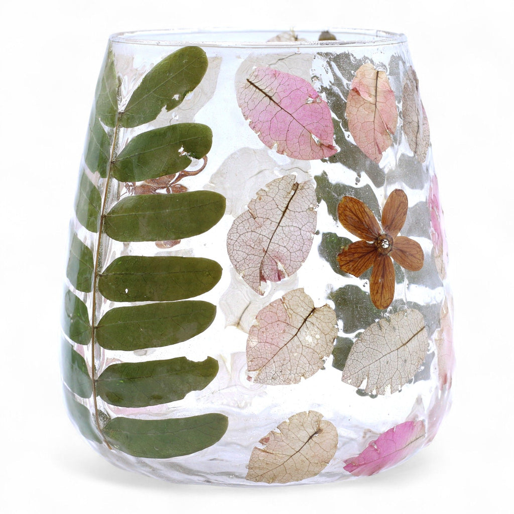 Natural Floral Glass - Vase Candle Holder - Primavera  - (12x11cm)