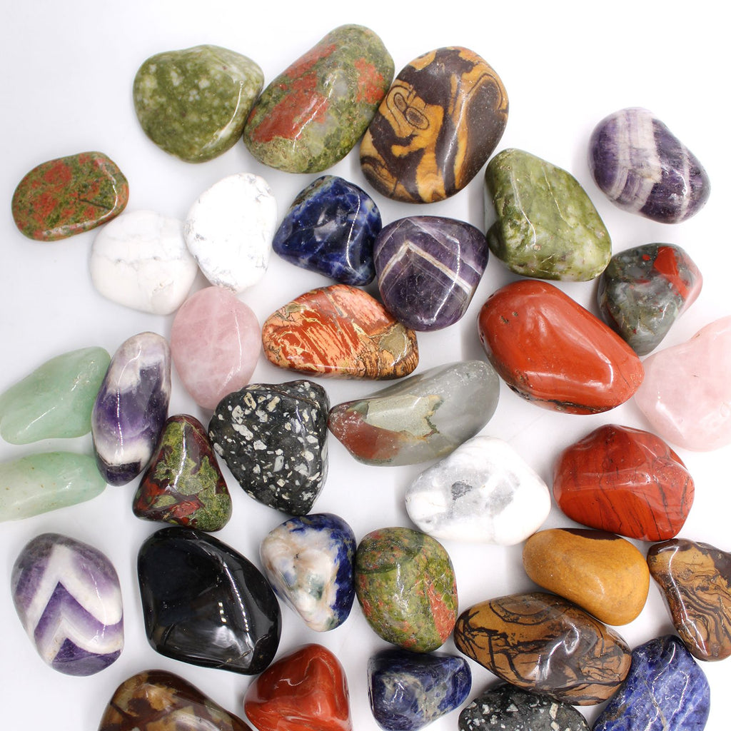Bag of 12 Medium African Tumble Stones - Amethyst - Chevron