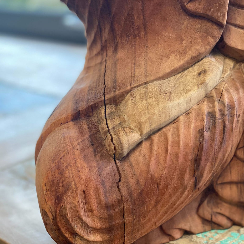 Hand Carved Buddha Statue - 30cm Thinking