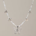 Nymph Labradorite Gemstone Necklace with Real Leaf Butterfly Pendant