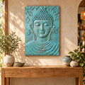 Large Buddha Iron Frame Turquoise Relief - 0.7x1m