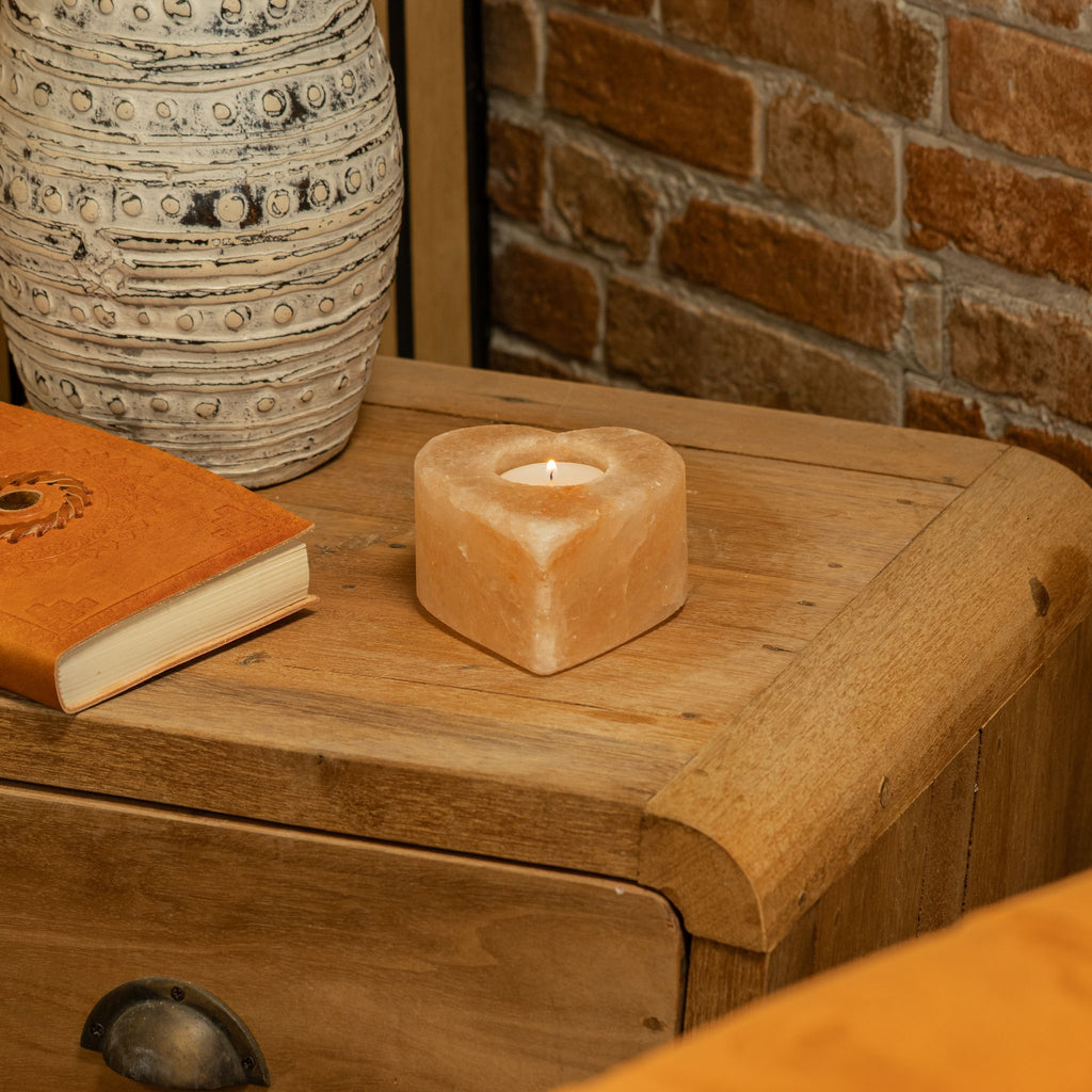 Salt Candle Holder - Med Heart