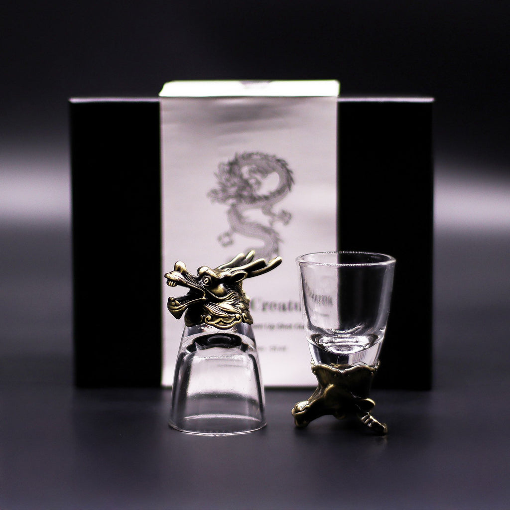 Gift Set of 6 Shot Glasses (50ml) - Wild Forest Creatures - Antique Bronze