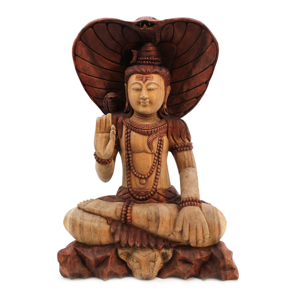 Hand Carved Buddha Statue - Shiva with Cobra - 50cm