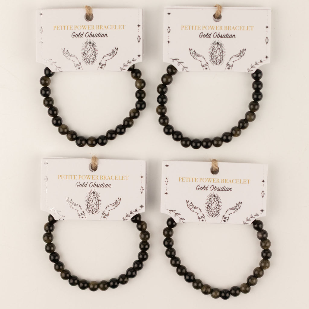 Petite Power Bracelet (17cmx6mm) - Gold Obsidian