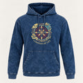 Med Stone Washed Hoody Shirt Kangaroo Pocket - Blue Compass of Life