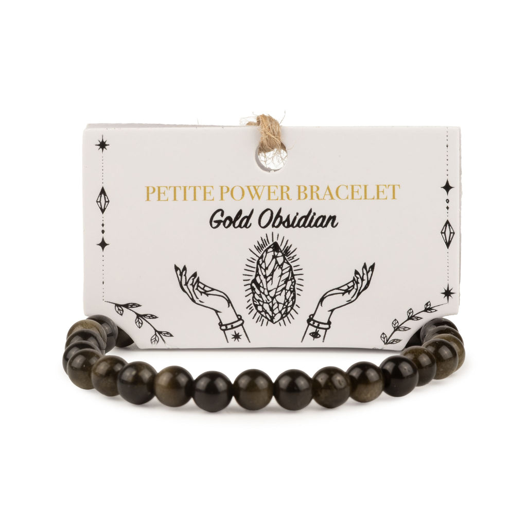 Petite Power Bracelet (17cmx6mm) - Gold Obsidian