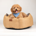 Paw Bed – Medium Royal Crown – Sand & Grey – 50 × 50 × 26cm