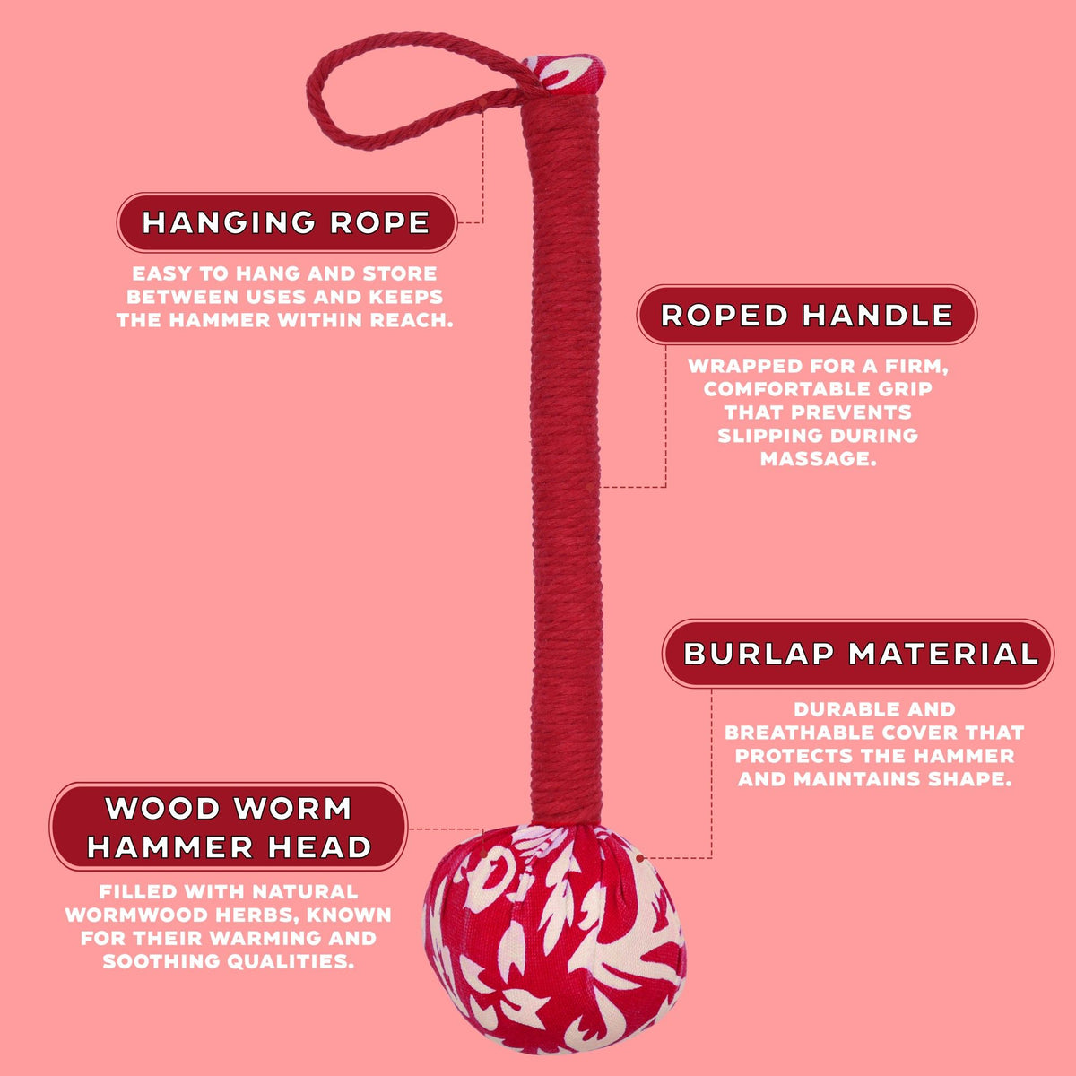Wormwood Massage Hammer - Red