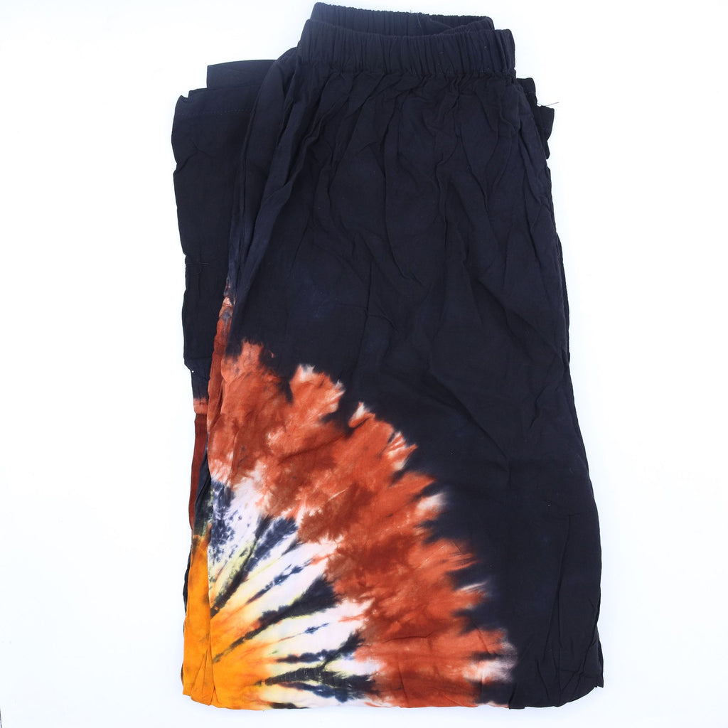 Japanese Style Lounge Pants - Black Chocolate & Orange - M