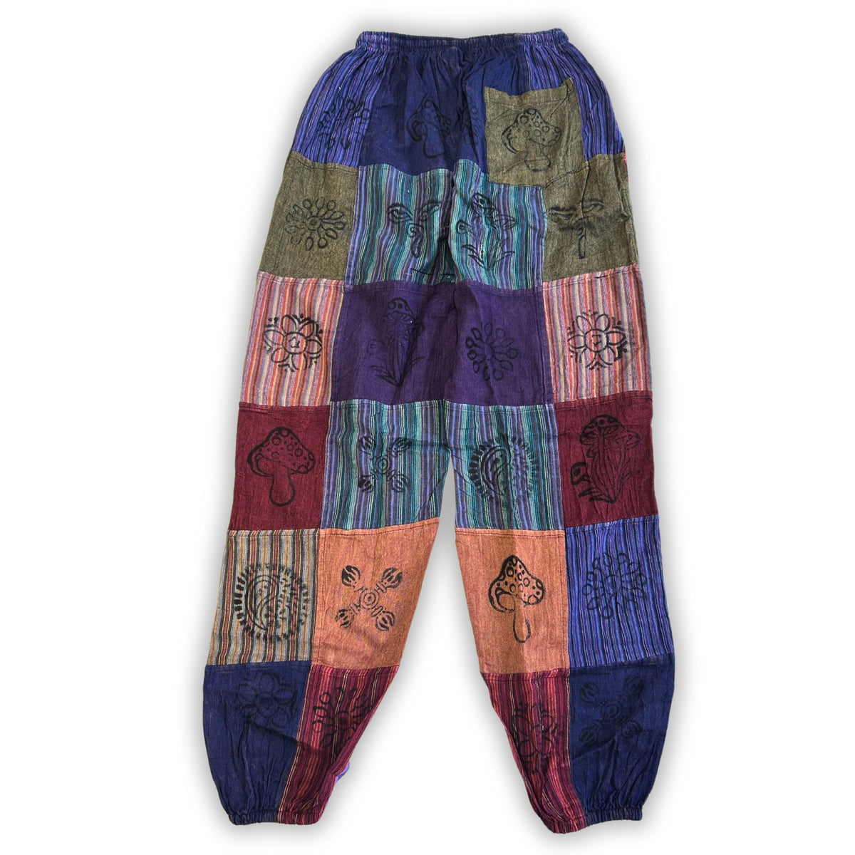 Nomad Sari - Mushroom Pants - Block Print Designs - Purple Tones (105x127cm) S/M