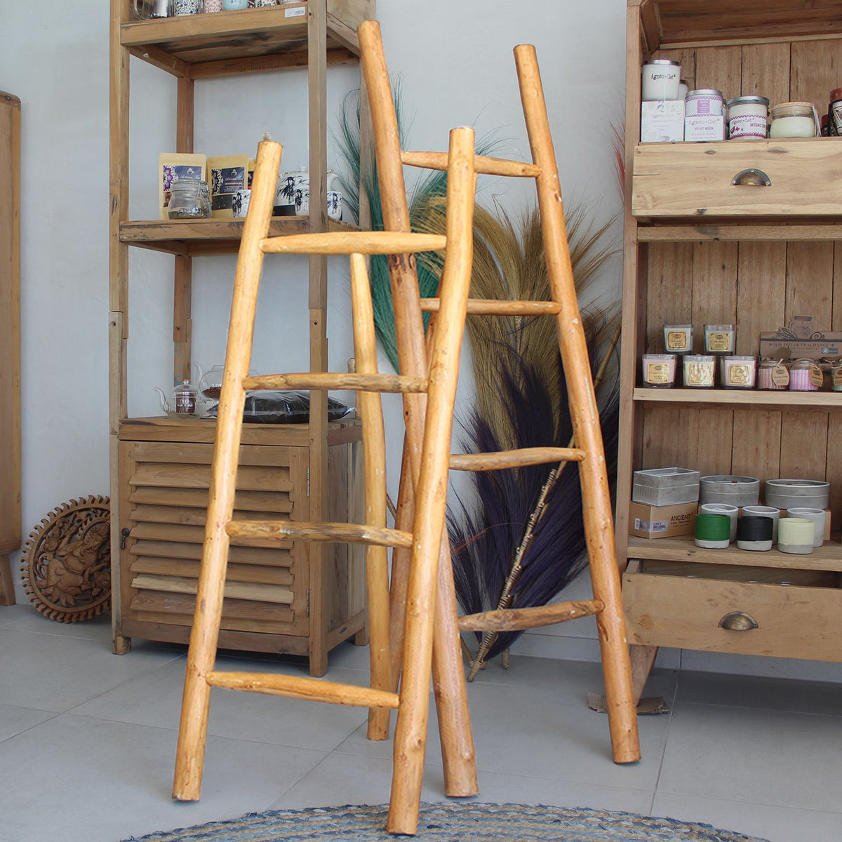Med Teak Ladder - 1.2m - Natural